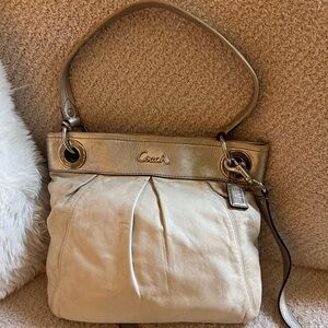 Coach Metallic Silver and Cream Shoulder Bag